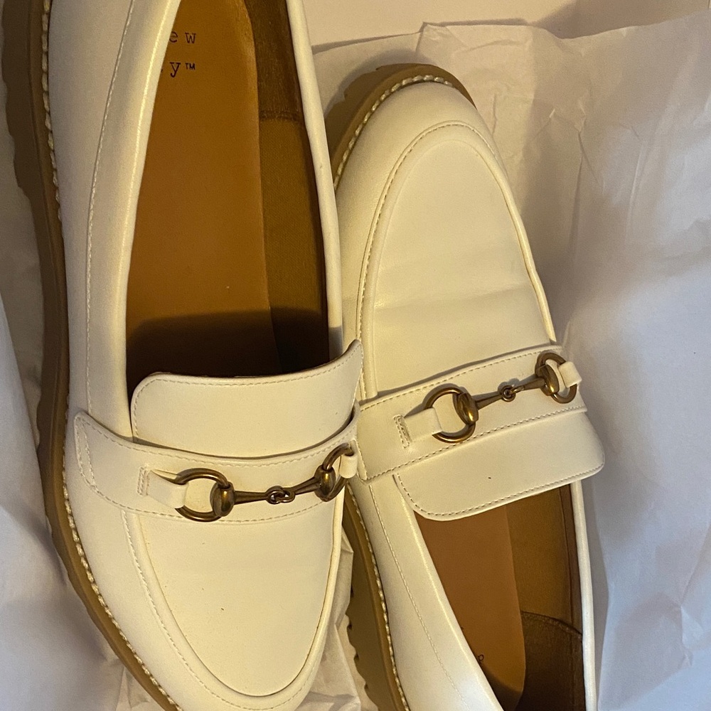 a new day Cream Loafers with Gold Detail